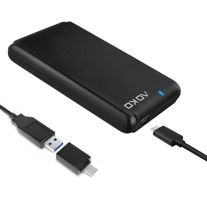 AOKO USB C 3.1 to 2.5-inch 7mm to 15mm SATA Hard Drive Enclosure(UP to 15mm Thick HDD),Tool-Free Portable Hard Drive Case Converter with Dual USB-A to C Y Cable and USB A to C Adapter - Image 1